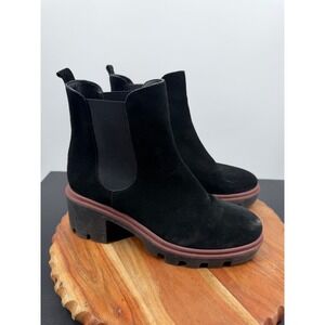 Antonio de Faria 20017 Chelsea Boots Women 9 Black‎ Suede Lug Sole Portugal